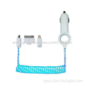 Mobile phone charger with electroluminescent light EL light cables